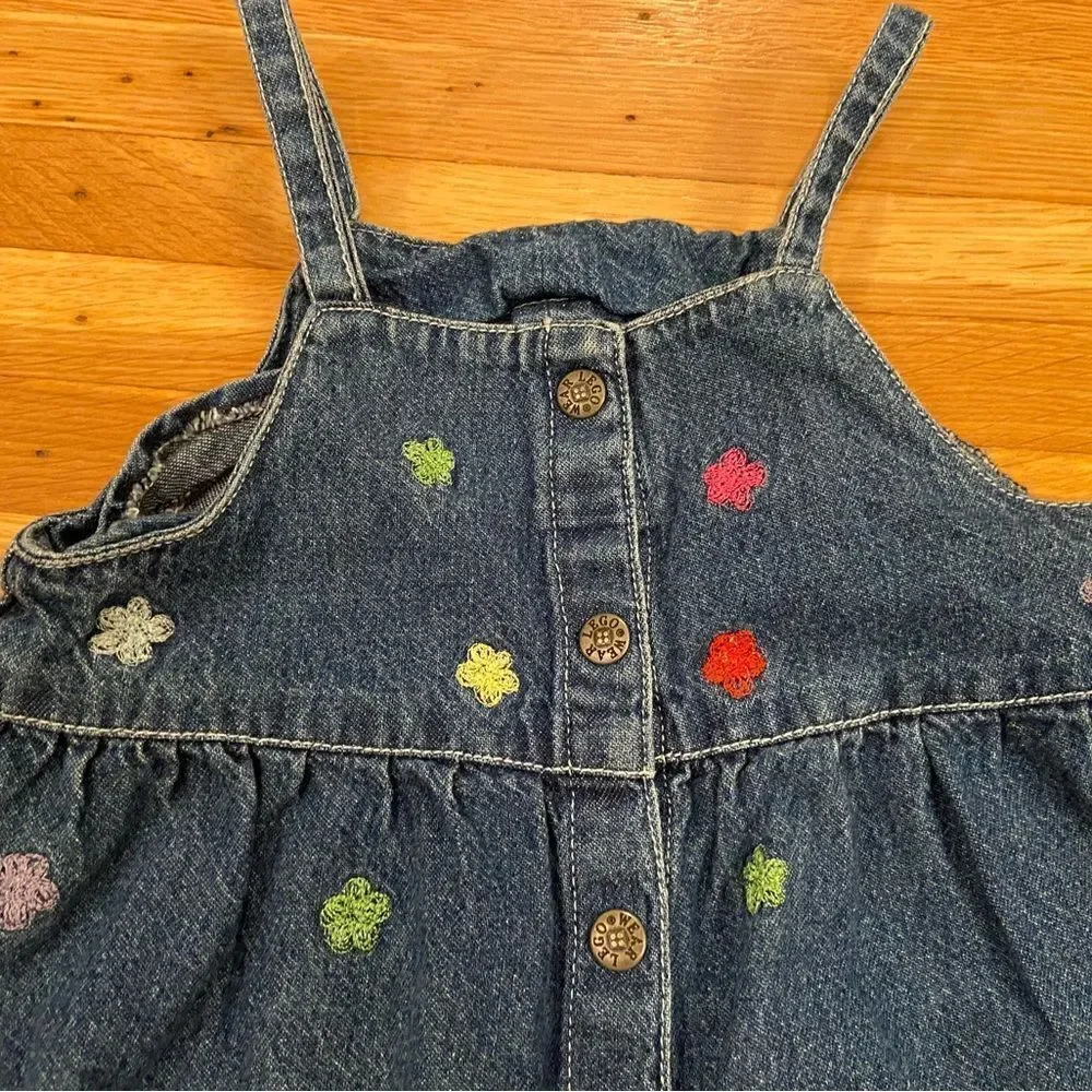 Lego Vintage denim embroidered flower romper